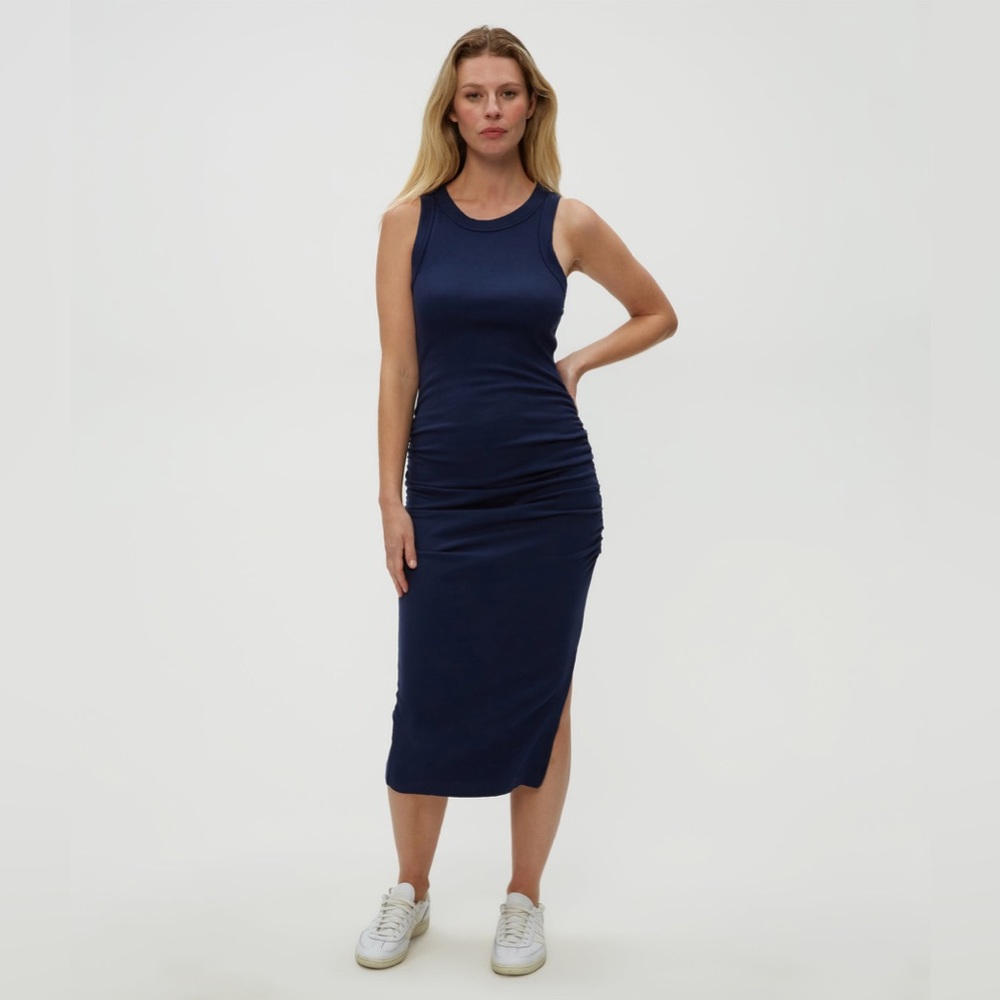Michael Stars Wren Ribbed Midi Dress in Navy, Size XL